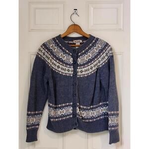 Tiara International Knitted Cardigan - Large, Blue with Pattern